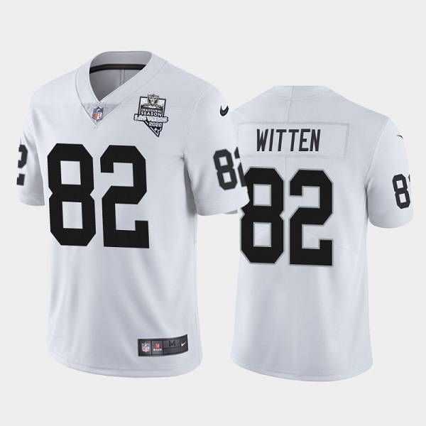Men's Las Vegas Raiders #82 Jason Witten White NFL 2020 Inaugural Season Vapor Limited Stitched Jersey Men's Las Vegas Raiders #82 Jason Witten White NFL 2020 Inaugural Season Vapor Limited Stitched Jersey